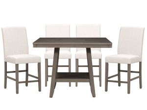 Bolin Light Grey Counter Trestle Table with 4 Stools