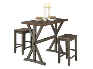 Grey 3 Piece Counter Height Table with 2 Stools