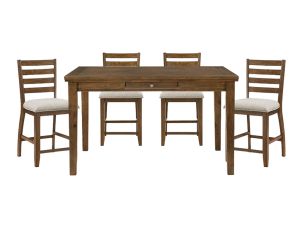 Tigard Brown Counter Height Dining Set with Table & 4 Stools
