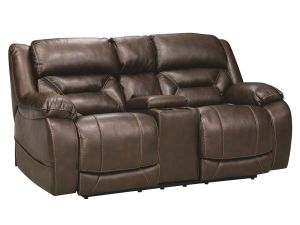 Enterprise Walnut Power Reclining Console Loveseat w/Power Headrests & Lumbar