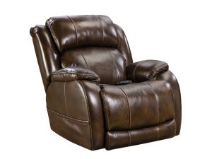 Palmer Walnut Leather Wall Saver Power Recliner w/Power Headrest & Lumbar