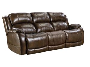 Palmer Walnut Leather Power Reclining Sofa w/Power Headrest & Lumbar