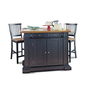 Americana Black Kitchen Island 3 Piece Set