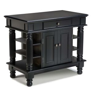 Americana Black Kitchen Island with Black Top
