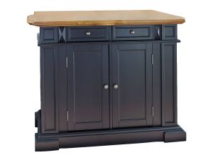 Americana Black Kitchen Island with Medium Wood Top