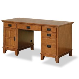 Arts & Crafts Brown Pedestal Desk