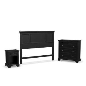 Bedford Black Queen Headboard, Nightstand and Chest 