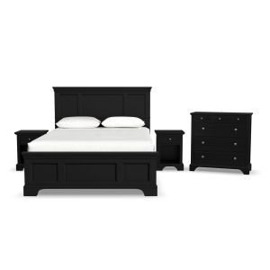 Bedford Black Queen Bed, 2 Nightstands and Chest