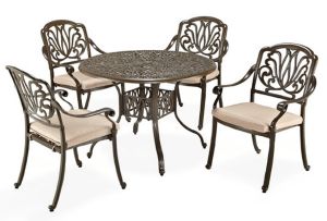 Capri Taupe 5 Piece Outdoor Dining Set with Cushions