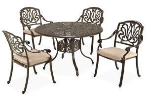 Capri Taupe 48" 5 Piece Outdoor Dining Set with Cushions