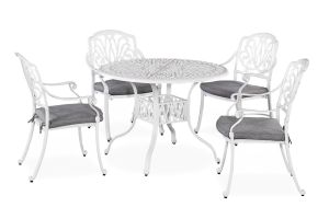 Capri White 42" 5 Piece Outdoor Dining Set