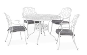 Capri White 48" 5 Piece Outdoor Dining Set