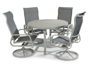 Captiva Gray 42" 5 Piece Outdoor Dining Set with Swivel Chairs