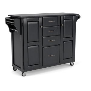 Create-a-Cart Black Kitchen Cart w/ Black Granite