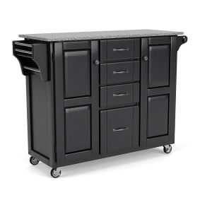 Create-A-Cart Black Kitchen Cart w/ Granite Top