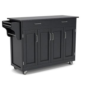 Create-a-Cart Black Kitchen Cart w/Black Granite Top