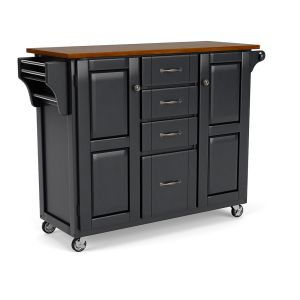 Create-a-Cart Black Kitchen Cart w/ Brown Top