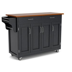 Create-a-Cart Black Kitchen Cart w/Oak Finish Top