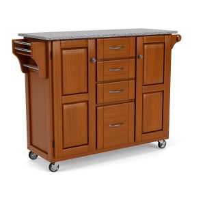 Create-A-Cart Brown Storage Kitchen Cart w/Granite Top