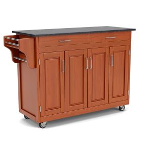 Create-A-Cart Brown Kitchen Cart with Granite Top