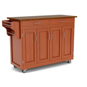 Create-A-Cart Warm Brown Kitchen Cart  with Cherry Finish Top