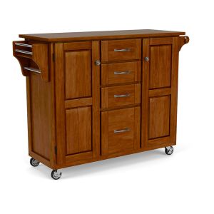 Create-a-Cart Brown Kitchen Cart w/Cherry Finish Top