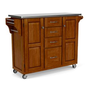 Create-a-Cart Brown Kitchen Cart w/Stainless Steel Top