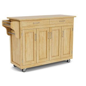 Create-A-Cart Natural Light Brown Kitchen Cart w/Natural Wood Top