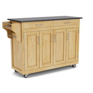 Create-a-Cart Natural Kitchen Cart w/Black Granite Top