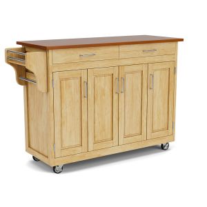 Create-a-Cart Natural Kitchen Cart w/Oak Finish Top