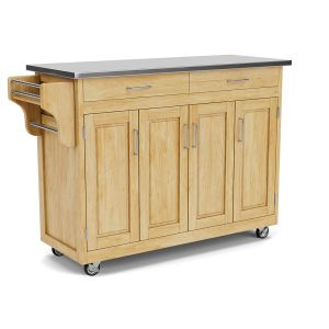 Create-A-Cart Light Brown Kitchen Cart with Steel Top 