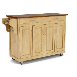 Create-A-Cart Natural Kitchen Cart with Wood Top