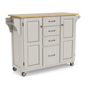 Create-a-Cart Off-White Kitchen Cart w/Natural Top