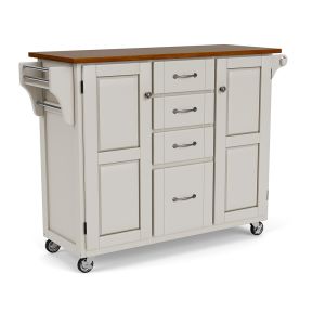 Create-a-Cart Off-White Kitchen Cart w/ Wood Top