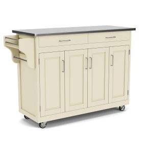 Create-a-Cart Cream Kitchen Cart w/Stainless Steel Top