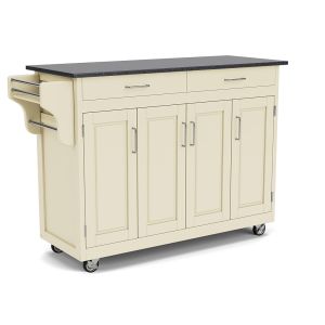 Create-a-Cart Off-White Kitchen Cart w/ Black Granite 