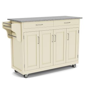 Create-A-Cart Off-White Kitchen Cart with Granite Top