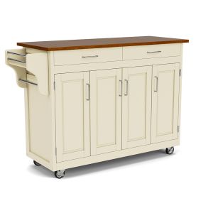 Create-a-Cart Off-White Kitchen Cart w/Cherry Finish Top