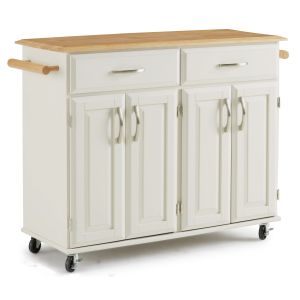 Dolly Madison White Kitchen Cart with Wood Top A