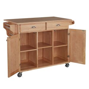 General Line Natural Brown Large Storage Kitchen Cart