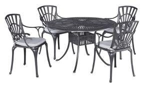 Grenada Charcoal 48" 5 Piece Outdoor Dining Set with Cushions