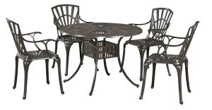 Grenada Khaki Gray 42" 5 Piece Outdoor Dining Set