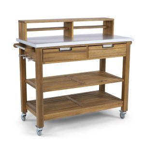 Maho Brown Outdoor Potting Bench with Steel Top
