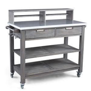 Maho Gray Outdoor Potting Bench with Steel Top
 