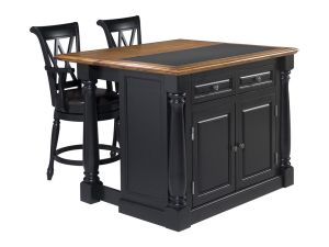 Monarch Black Kitchen Island with Brown & Black Top