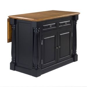 Monarch Black Kitchen Island with Warm Brown Top
