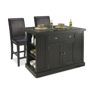 Nantucket Black 3 Piece Kitchen Island Set