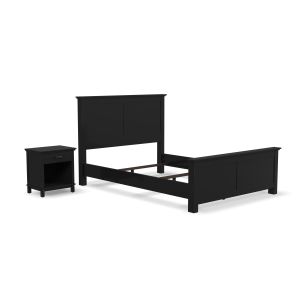 Oak Park Black Queen Bed and Nightstand