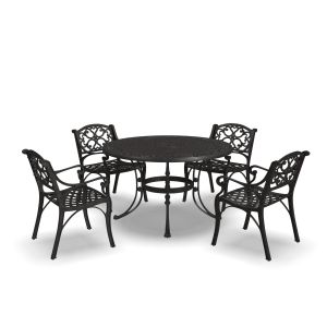 Sanibel Bronze 48" Round 5 Piece Outdoor Dining Set with 4 Arm Chairs