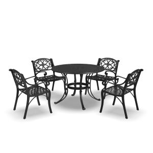 Sanibel Black 42" Round 5 Piece Outdoor Dining Set
